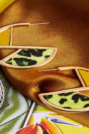 Earrings Bubble Leopard Green & Gold Metaal One size h5 Afbeelding2